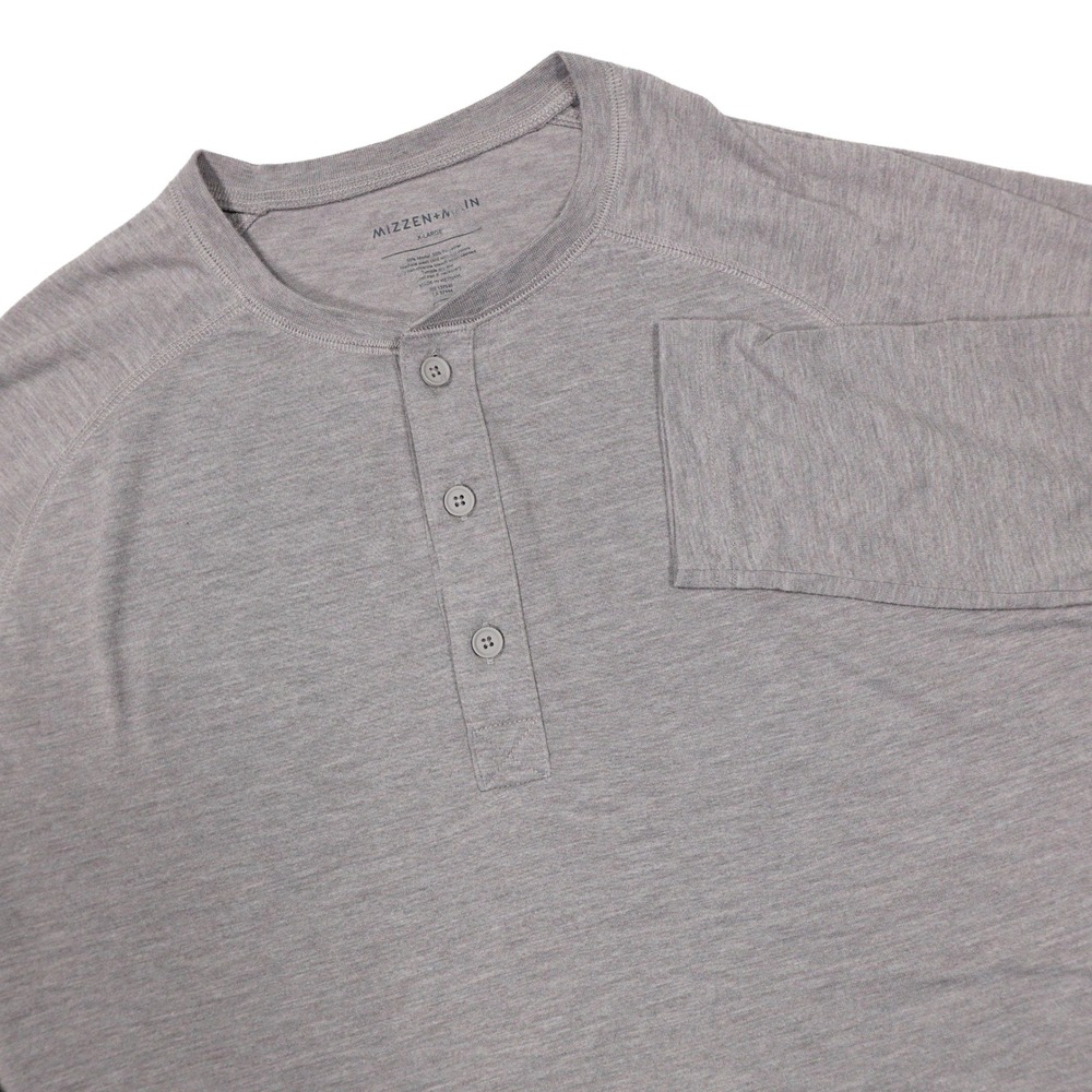 MIZZEN+MAIN Men's Size XL Grey Modal Polyester‎ Blend Long Sleeve Henley Shirt